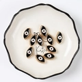 Golden evil eye alloy charms with black and white enamel finish for jewelry making - 19*11*5mm 10Pcs/Pack / Black