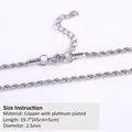 Detail der 2,5mm Kupferkette mit Platinbeschichtung und 50cm Längenmessung im Bild - Silber (Stil G)