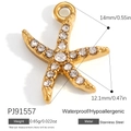 Pendente stella marina in acciaio inossidabile placcato oro 18k con zirconi bianchi - PJ91557-Stella marina con zirconi