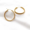 Elegante Creolen aus 18K vergoldetem Edelstahl mit strukturierter Weizen-Webart Design - 30MM / Gold