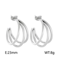 Boucles d'oreilles créoles multicouches en acier titane argenté, diamètre 23mm et 8g - Style A Acier (KE109319-LO)