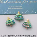 Iridescent green resin Christmas tree charms for DIY crafts, 28mm by 26mm size - Christmas Tree