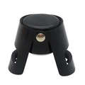Sleek black stainless steel champagne stopper with vacuum seal and locking arms - Gun Black (OPP Bag)