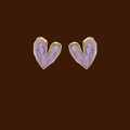 Orecchini a cuore dorati con intarsio in smalto viola marmorizzato e finitura minimalista - Silver Earring Post - Viola (Texture Marmorea)