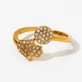 Anello aperto dorato con mano di Fatima e pietre di zircone bianco scintillante - Stile Mano di Fatima Zircone Bianco (KBJ384) / Oro