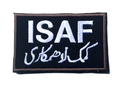 Rectangular ISAF embroidered tactical patch with black background and white stitching - ISAF (Black)