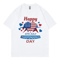 White Independence Day T-shirt with heart-shaped US flag print and 4th July text - XS / White 4th July Heart Style