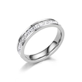 Silver stainless steel eternity ring with sparkling zircon stones in a minimalist design - US 7 / Silver - Single Row Zircon