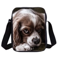 Crossbody bag with realistic Cavalier King Charles Spaniel print on durable black fabric - Cavalier King Charles Spaniel