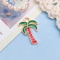 DIY kokospalm hanger met groen en rood emaille op een gouden metalen onderkant - 1 Stuk 9912 Emaille Kokosboom