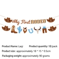 Blue brown cowboy party banner set with My First Rodeo theme for kids birthday decor - Banner