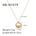 Detail showing dimensions and 18K gold-plated necklace with moon and star pendants - Floating Sun Moon Star Style (NB-N1079) / 18K Gold