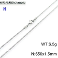 Polished silver stainless steel snake chain, 550mm x 1.5mm necklace, weight 6.5g - Silver (KN203706-Z)