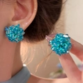 Handcrafted blue crystal flower stud earrings featuring clusters of glass beads for women - Clustered Hydrangea Style (88) / Dark Blue