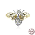 925 sterling silver honey bee charm with gold accents and yellow cubic zirconia stones - BSC067 Gold Bee with Zirconia