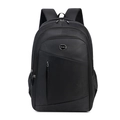 Practical black oxford laptop backpack with multiple compartments and Sport metal badge - Black