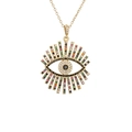 Golden Evil Eye necklace with multi-color zircon inlay and radiant sunburst design - Radiant Multi-color Rhinestone Evil Eye