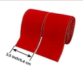 Detailed view of 2.5 inch red velvet ribbon with elegant gold stitched edges - Red Velvet Ribbon 2.5 inch x 5 Yards