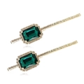 Eleganti fermagli dorati con cristalli verde smeraldo e strass scintillanti da donna - Verde Scuro