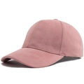 Pink faux suede baseball cap with a classic six-panel structure and curved brim design - Adjustable / Dusty Pink