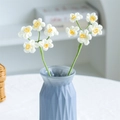 Handcrafted white crochet forget-me-not flowers in a light blue textured glass vase - 5-Head Forget-Me-Not White