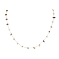 Detailed close-up of natural gemstone beads and golden stainless steel chain necklace - Mixed Natural Ores (Gold)