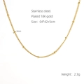 2mm 18K gold plated stainless steel bead chain necklace, size 42 plus 5cm length - 42+5cm Curb Chain with Beads (ZN732)