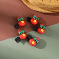Set of five cute red plush hair clips with green bows and stars on duckbill clips - Christmas Star Lucky Bag Hair Clips 5pcs Set