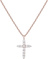 Elegant 925 silver cross necklace with pavé zircons in rose gold finish for women - Rose Gold
