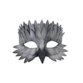 Masque d'oiseau réaliste en similicuir gris avec couches de plumes et bec noir pointu - Argenté