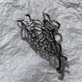 Macro detail of silver liquid metal butterfly hair claw clip on white textured paper - No. 7 Hollow Butterfly (Silver)