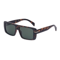 Lunettes de soleil carrées polarisées écaille de tortue avec verres vert foncé et métal - C4 Polarisé Écaille Vert G15