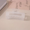 Matte translucent white rectangular hair claw clip set against a pink self-love card - #37 Transparent Frosted White - 10.5cm / Bulk (No Packaging)