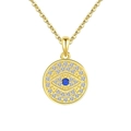Golden necklace with circular evil eye pendant encrusted with blue and white stones - 925 Silver / Gold