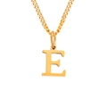 Collar de acero inoxidable dorado pulido con un colgante minimalista de la letra E - Letra E (Oro Rosa)