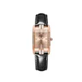 Luxury square rose gold watch with diamond accents and black leather strap for women - Strap Style / Black Leather Rose Gold Dial (EU Standard)