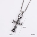 Gothic silver cross pendant with dimensions 58mm x 29mm and weight 31g on white background - Cross Style (1)
