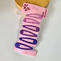 Lot de 6 barrettes à paillettes dégradées rose, violet et bleu sur carte support - Lot de 6 / Série Violette