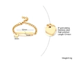 Adjustable gold plated stainless steel bracelet with curved bar and heart charm - Style 6 Kids (Gold/Heart Charm/ID Plate)