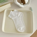 Calcetines de mujer con encaje blanco crema y malla calada en bandeja decorativa - Talla única / Blanco