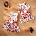 Halloween Hunde-Rock und Jumpsuit mit blutigen Spinne-Mustern auf Holz Hintergrund - S / Halloween Blutiges Spinnennetz Kleid