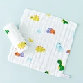Soft six-layer 100% cotton muslin baby washcloth with colorful cartoon dinosaur prints - Cute Dragon