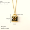 Detail showing heart bag pendant dimensions and 18k gold plated stainless steel specs - Black Heart Bag Charm Pendant (S-N411)