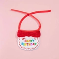 Cute red and white plush pet birthday bib with colorful HAPPY BIRTHDAY embroidery - Red Birthday Bib