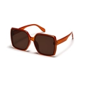 Retro-Sonnenbrille mit eckigem Rahmen in Bernstein-Optik und dunkelbraunen Gläsern - Bernsteinbraunes Glas