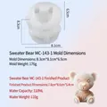 Molde de silicona de osito para café DIY con detalles de textura y medidas precisas - Oso con Suéter MC-143-1
