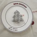 Christmas tree shaped tweed fabric ornament in grey and white weave, 9cm by 8cm size - Christmas Tree A-06 (Grey White)