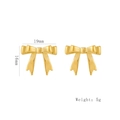 Bowtie shaped stud earrings in polished gold finish with metallic texture - Style 1262 Gold