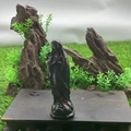 Black natural gemstone Virgin Mary carving, 10cm crystal statue in dark finish - Plum Blossom Jade