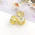 Three faceted yellow resin beads with silver metal core rings for DIY jewelry - Yellow
